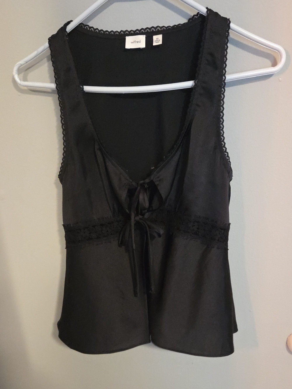 Wilfred Black Lace-Trim Satin Camisole
